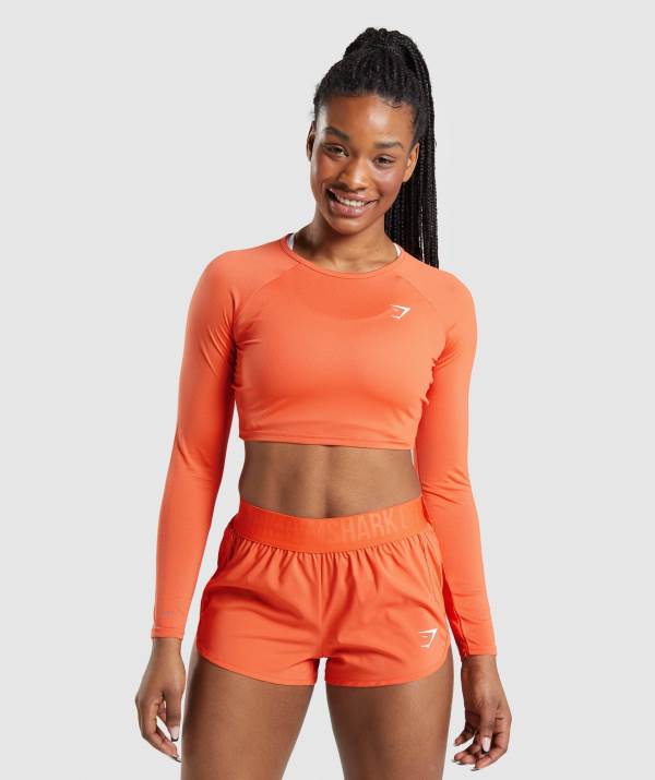 Damske Crop Top Gymshark Training Long Sleeve Oranžové | TC3098571